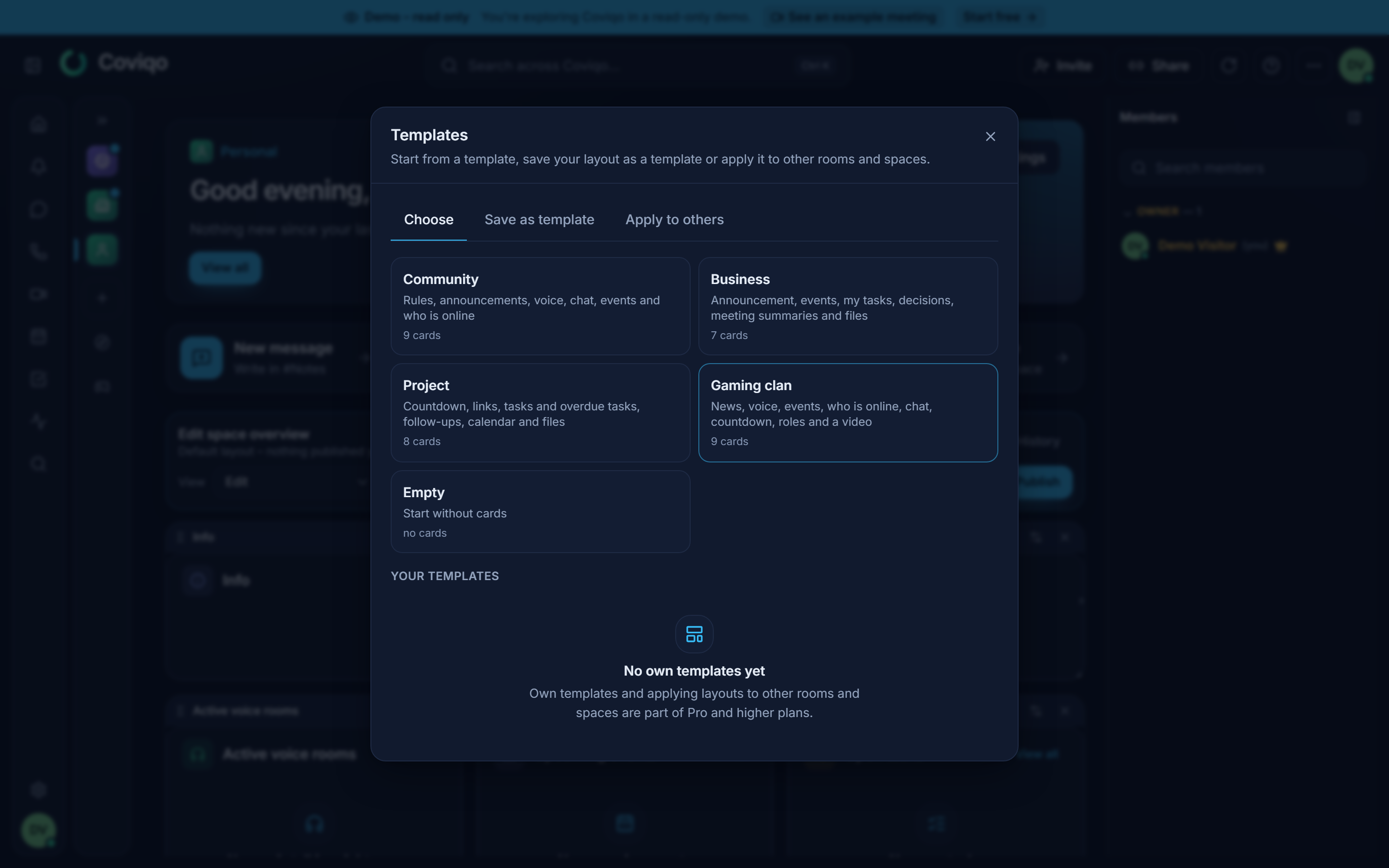 Templates with the built-in boards