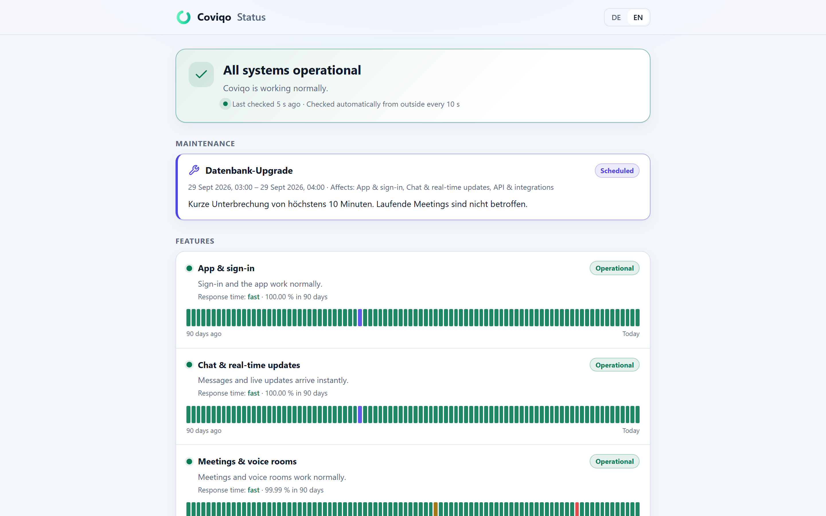 Public status page