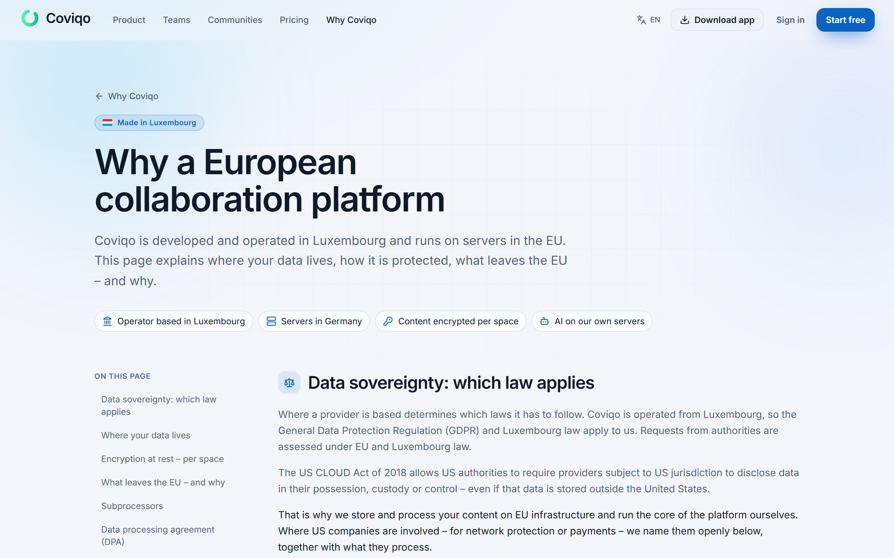 The page "Why a European collaboration platform"